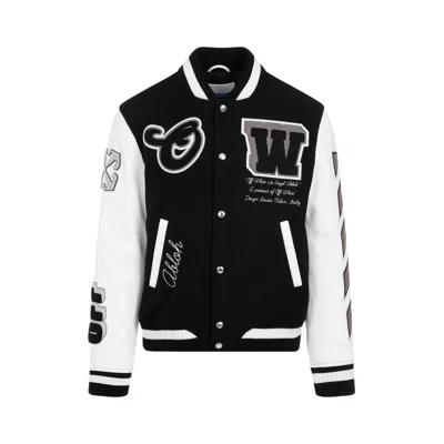 Off-white Black Varsity Wool Leather Jacket