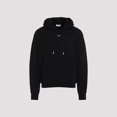 Off-white Brushed Cotton Hoodie With Bomber Sleeves In Black