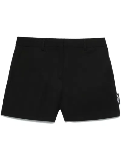 OFF-WHITE OFF-WHITE BLACK VIRGIN WOOL SHORTS WITH LOGO LABEL