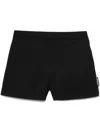 Off-white Black Virgin Wool Shorts With Logo Label In Black