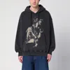 Off-white Black Washed Sweatshirt With Logo Print Men In Black