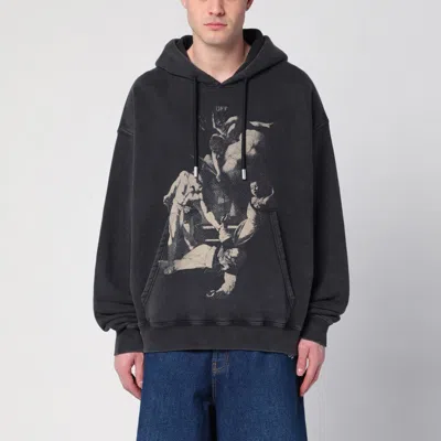 Off-white Black Washed Sweatshirt With Logo Print Men