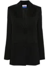 Off-white Single-breasted Virgin-wool Blazer In Black