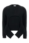Off-white Black Cut-out Wool Sweater For Women In 1000