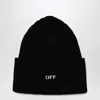Off-white Off Stamp Loose Knit Beanie Black White In Black