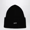 Off-white Off Stamp Loose Knit Beanie Black White In Black