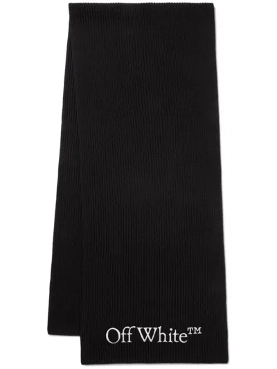 OFF-WHITE MEN BLACK WOOL SCARF, ONESIZE LUXURY SCARVES FOR MEN DARVEYS