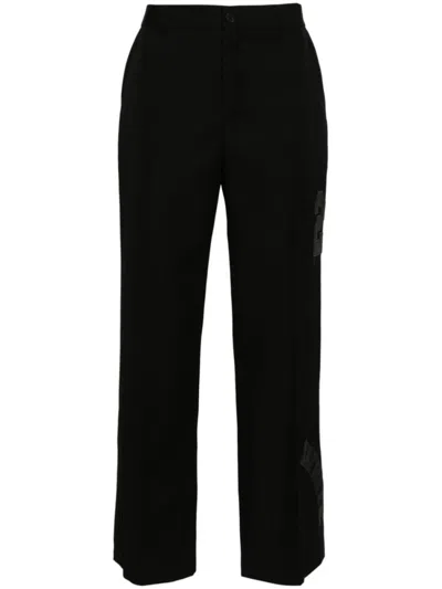 Off-white Straight-leg Virgin Wool Trousers In Black