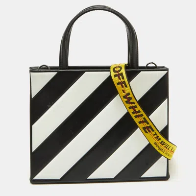 Pre-owned Off-white Black/white Diagonal Striped Leather Tote