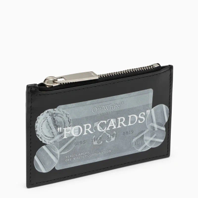 OFF-WHITE BLACK/WHITE LEATHER ZIPPED CARD CASE