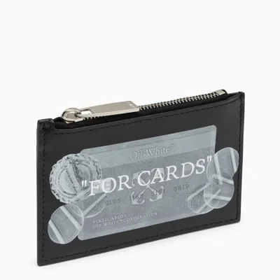 OFF-WHITE OFF WHITE™ BLACK/WHITE LEATHER ZIPPED CARD CASE
