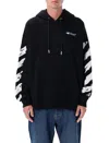 Off-white Brand-embroidery Kangaroo-pocket Relaxed-fit Cotton-jersey Hoody In Black