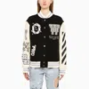 Off-white Varsity Bomber Jacket With Patches In Nero