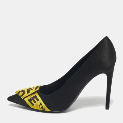 Off-white Black/yellow Satin And Logo Canvas Commercial Bow Pumps