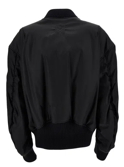 Off-white Blak Bomber Jacket With Tonal Logo Embroidery