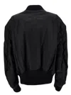 Off-white Blak Bomber Jacket With Tonal Logo Embroidery In Black