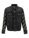 Off-white Diagonal Arrow Outline Embroidered Denim Skate Jacket