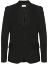 Off-white Virgin Wool Formal Vars Blazer With Logo Patch In Black