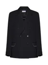 Off-white Virgin Wool Double-breasted Blazer In Black