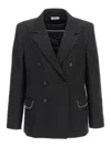 Off-white Virgin Wool Double-breasted Blazer In Black