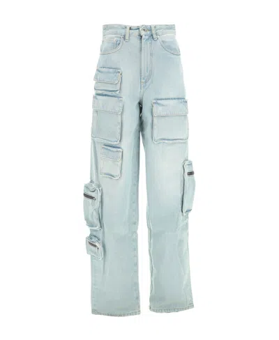 Off-white Bleach Multipocket Cargo Jeans In Green