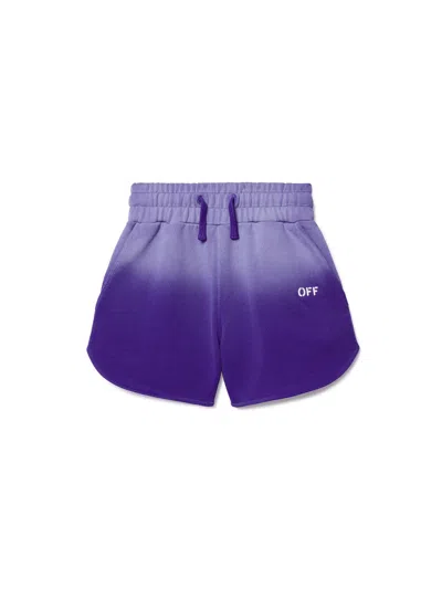 Off-white Bleached Stamp Shorts In Purple