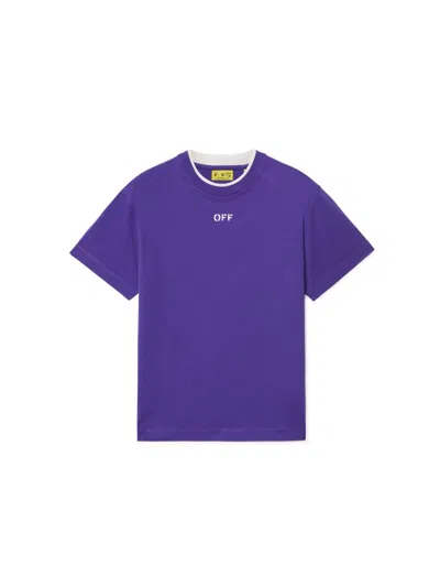 Off-white Kids' Bleached Stamp T-shirt In Purple