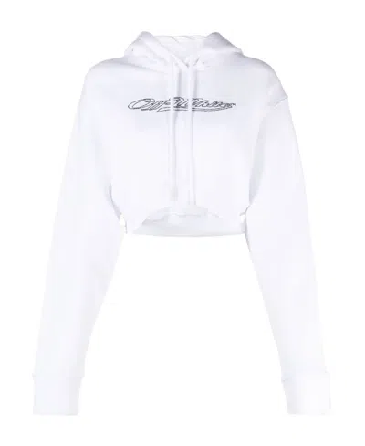 Off-white Bling Cropped Hoodie In White