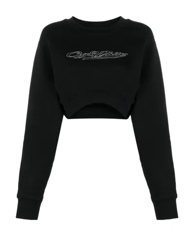 Off-white Bling Cropped Sweatshirt In Black