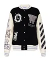 Off-white Varsity Bomber Jacket With Patches In Black