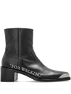 Off-white Block-heel Leather Boots In Black