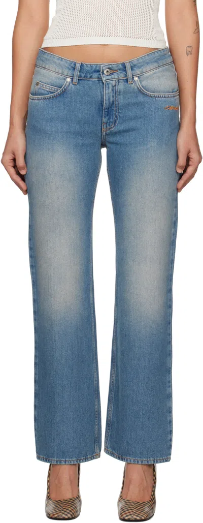 Off-white Blue 90s Fit Bleach Jeans