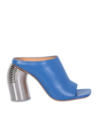 Off-white Blue And Silver-tone Leather Sandals