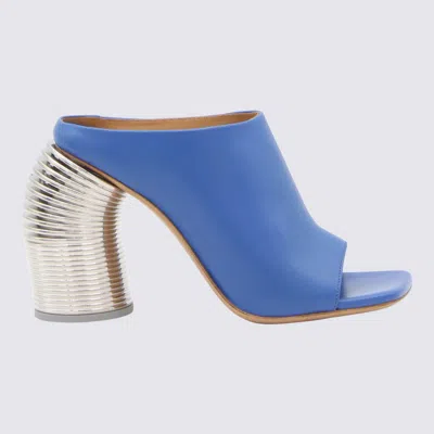 Off-white Blue And Silver-tone Leather Sandals
