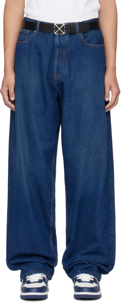 Off-white Blue Arrow Loose Jeans In Medium Blue No Color