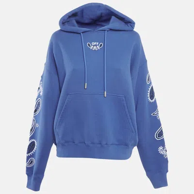Pre-owned Off-white Blue Bandana Art Cotton Hoodie Xs