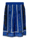 Off-white Sustainable Viscose Bermuda Shorts With Bandana Print In Blue