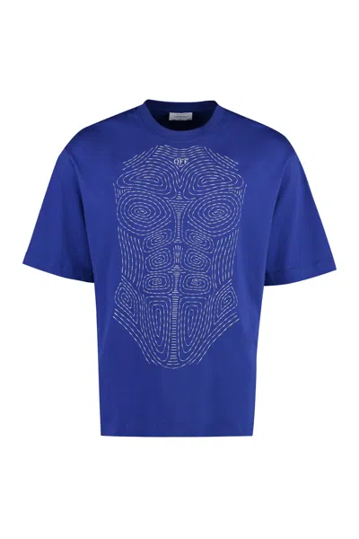 Off-white Blue Body Stitch Skate T-shirt For Men