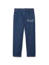 Off-white Boy's Bookish Logo Patch Jeans In Blue