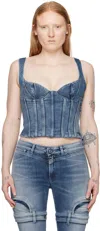 Off-white Blue Bustier Denim Tank Top In Blue