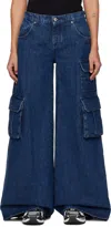 Off-white Blue Cargo Wide Jeans In Deep Blue
