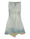 Off-white Flared Denim Maxi Skirt In Gray