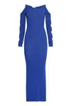 Off-white Cut-out Net Long Dress In Blue