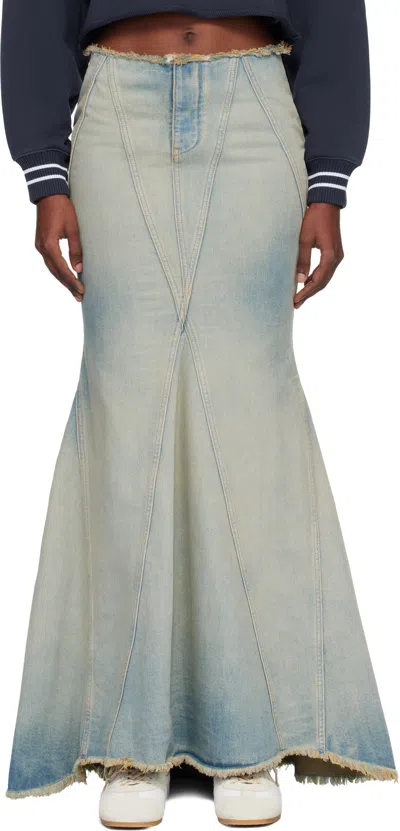 Off-white Blue Denim Maxi Skirt