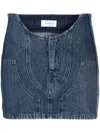 Off-white Low-waist Denim Miniskirt With 3d Detailing In Navy Blue