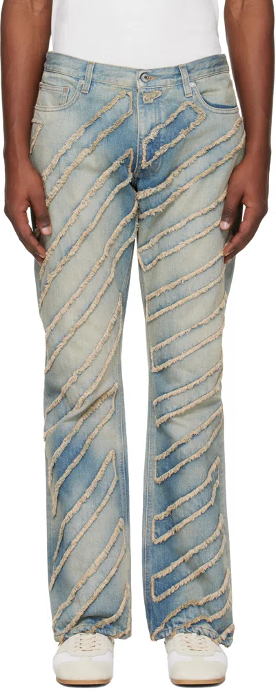 Off-white Blue Diag Ao Skinny Flare Jeans
