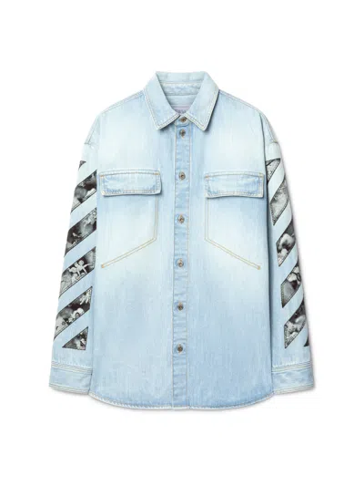 Off-white Blue Diagonal Fresco Arrow Military Shirt