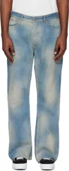 Off-white Blue Diagonal Raw Patch 90s Skate Jeans In Multi
