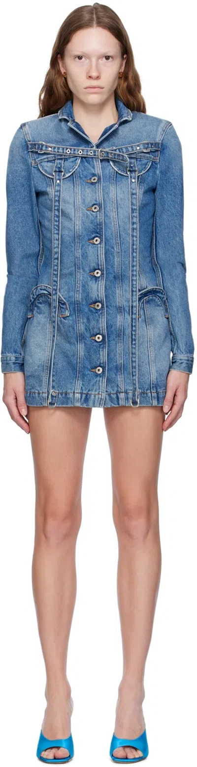 Off-white Blue Faded Denim Minidress