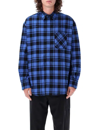 OFF-WHITE BLUE CHECKED FLANNEL SHIRT